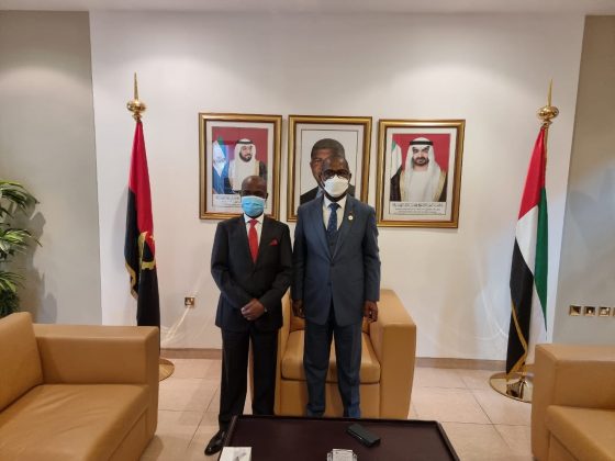 The Ambassador of the Republic of Angola Albino Malungo welcomes his Zimbabwean counterpart to the U.A.E